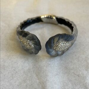 Alexis Bittar Silver and Blue / Grey Cuff Bracelet